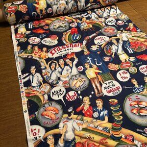 "Chopsticks Please" Cotton Screen Print by Robert Kaufman, 9 yds, 45" wide